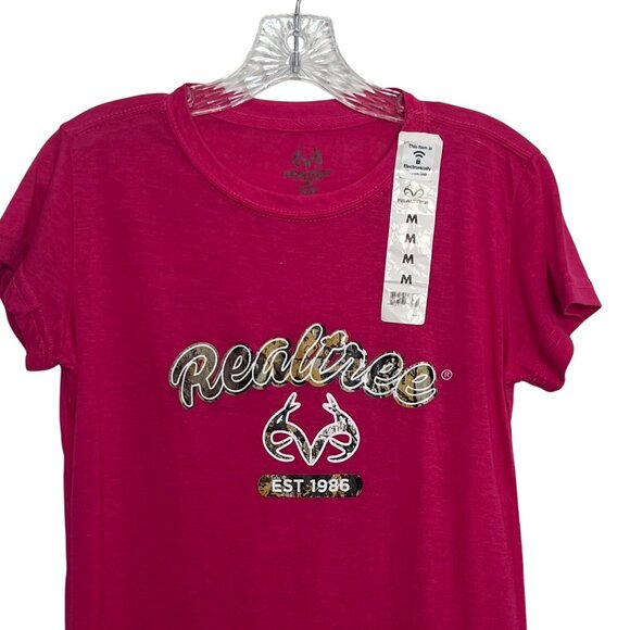 Realtree Graphic Tshirt Womens Medium Pink New Hunting Summer - Picture 3 of 9